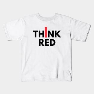 Think Red (Candle Stick) Black Kids T-Shirt